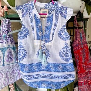 Bell by Alicia Bell kids Tunic Top Cotton w Handmade Tassels Size 4
